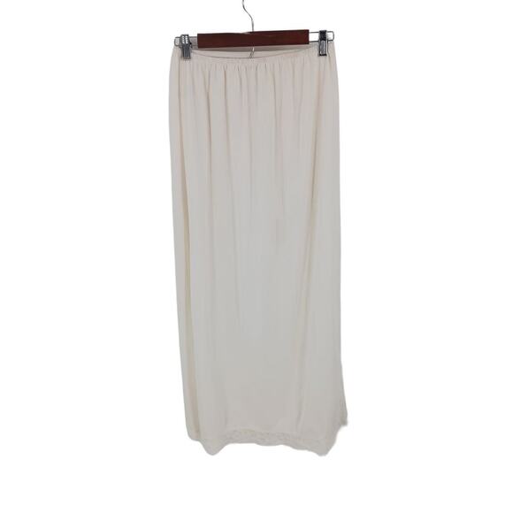 Vintage Ivory Floral Lace Trim Romantic Fairy Core Maxi Half Slip Sz Large - Picture 1 of 5